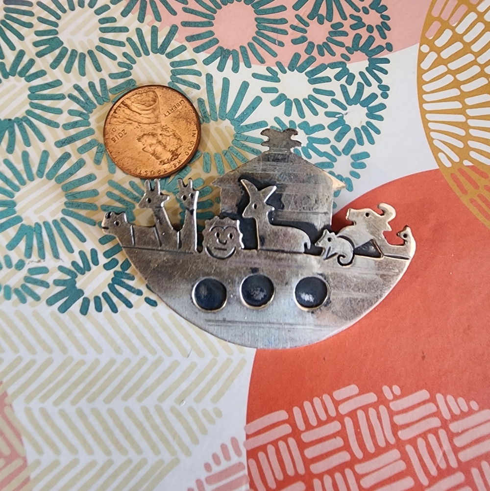 Vintage Sterling Mexico Noah's Ark Brooch
